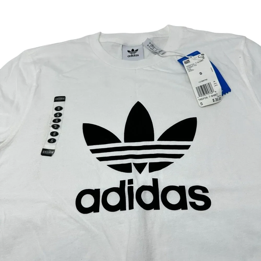 Lot Of 2 Adidas Trefoil Logo Classic Cotton T-Shirt‎ White/Black CW070 CW0710